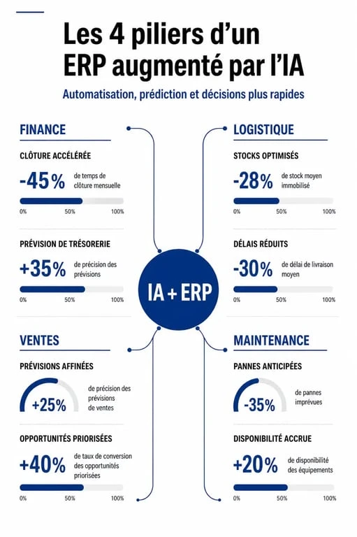 Schéma des bénéfices de l'intégration ERP IA pour les entreprises