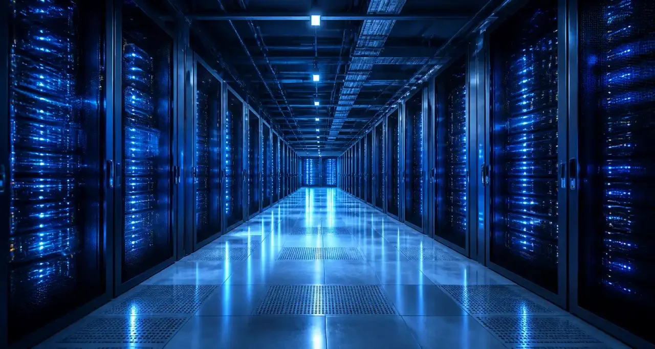 Rangées de serveurs dans un datacenter moderne