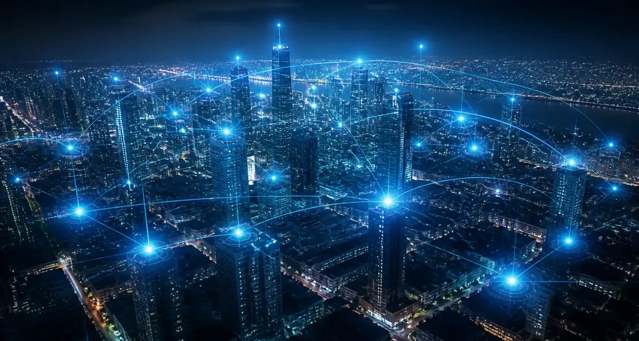 Ville connectée illustrant la transformation numérique