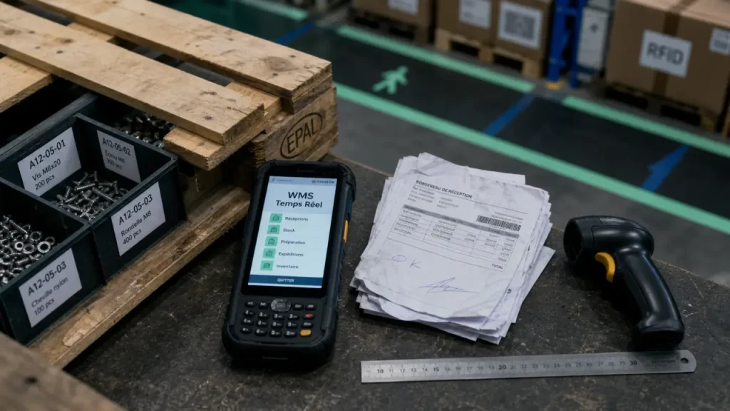 WMS en entrepôt : réception, picking, retours et stocks en temps réel