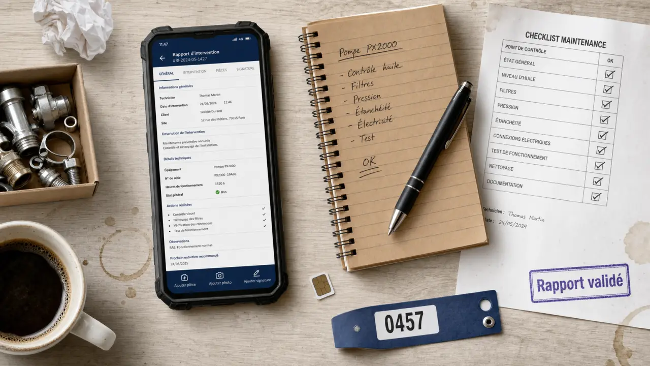 Appli gestion d'interventions : fiche d’intervention et rapport validé