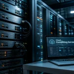 Cloud computing server : datacenter avec racks de serveurs