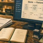 Logiciels métiers : atelier, devis vers facture sur écran ERP