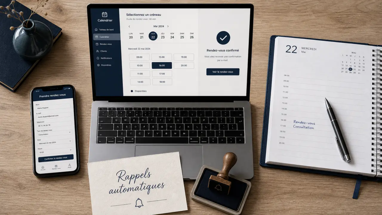 Prise de rendez-vous automatisée : calendrier et formulaire pour remplir l’agenda