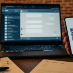 WhatsApp business web : QR code sur ordinateur avec smartphone