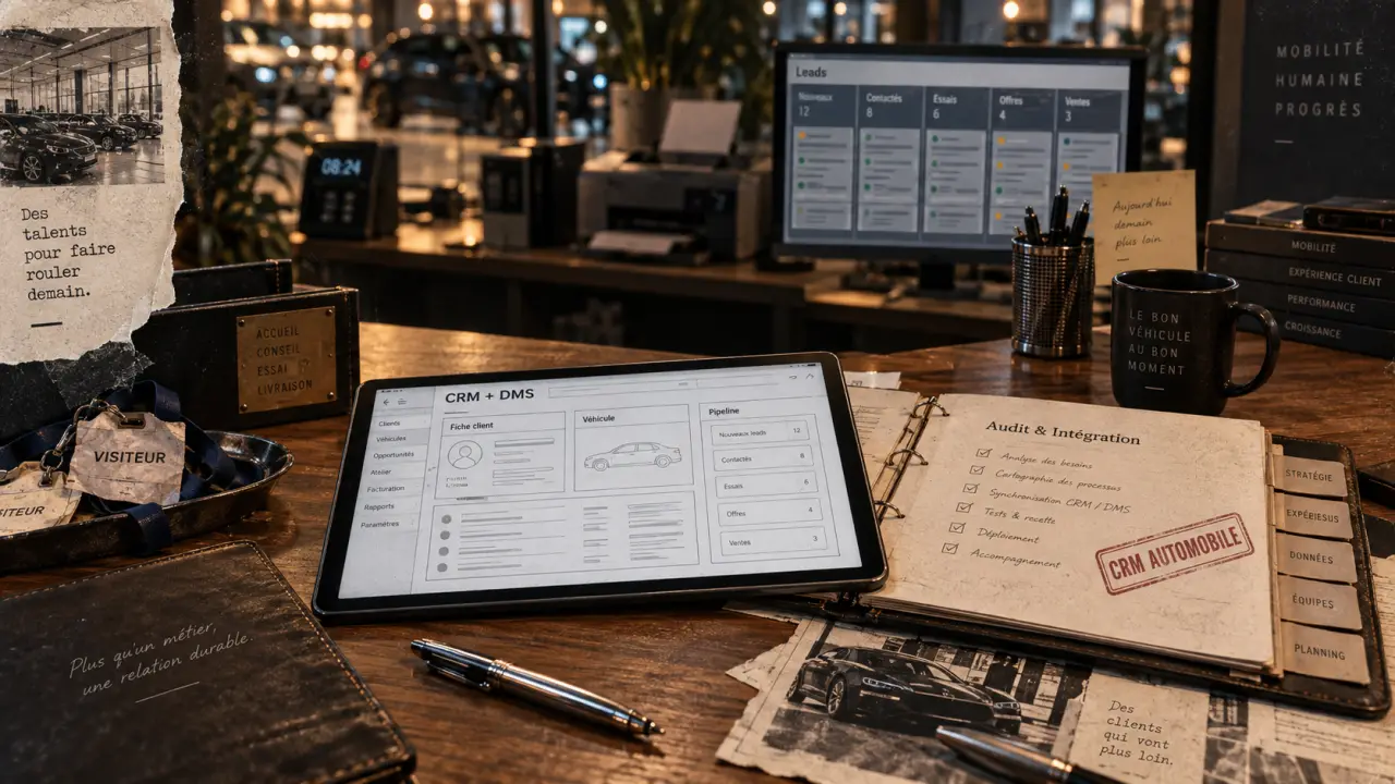 Agence crm marketing auto : bureau concession avec CRM + DMS