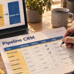 CRM gestion leads pipeline automatisation : tableau pipeline CRM imprimé et suivi rendez-vous