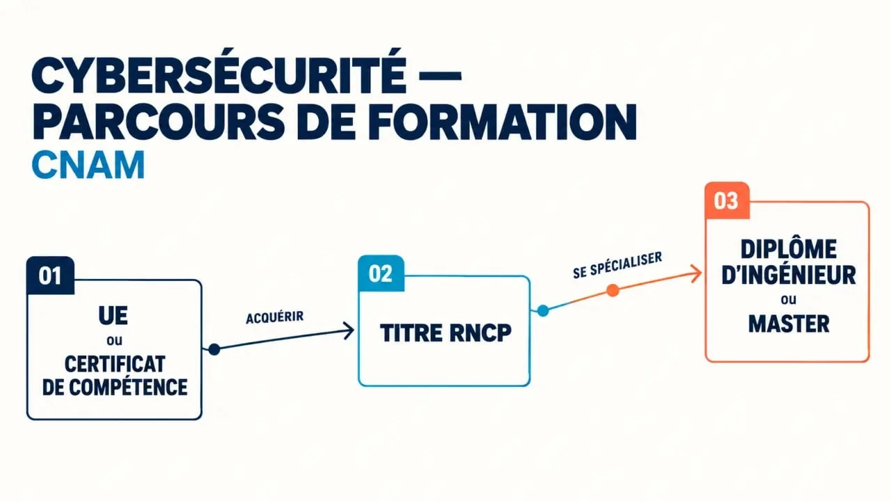Parcours de formation Cnam cybersécurité du certificat au diplôme d’ingénieur ou au master