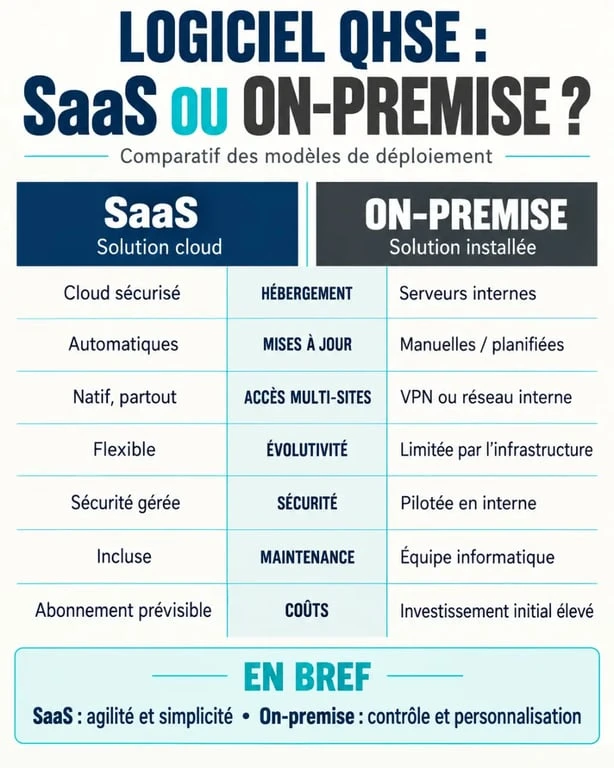 Comparaison entre un logiciel QHSE SaaS et une solution on-premise