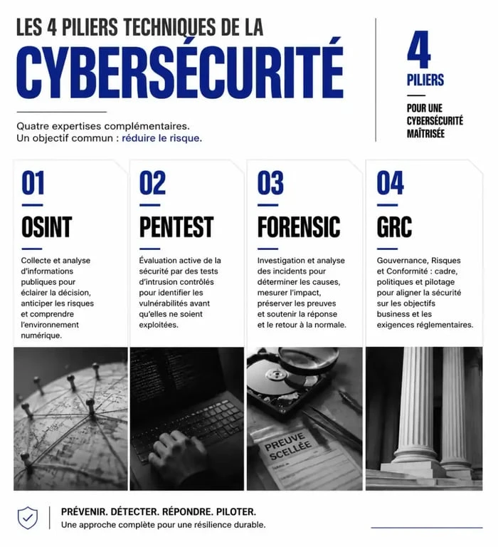 Infographie des compétences clés pour un master cybersécurité à Bordeaux
