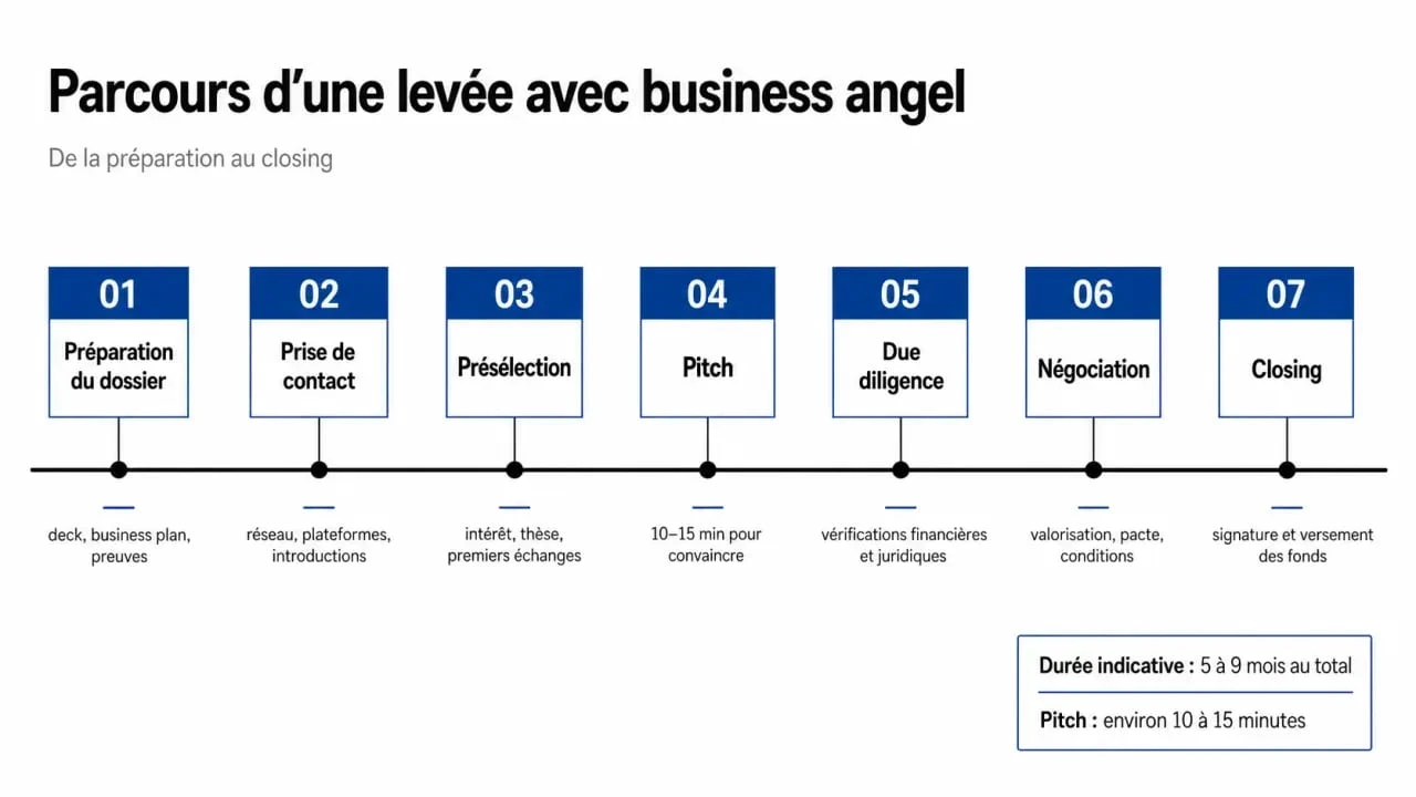 Business angel et déroulé d’une levée de fonds du dossier au closing