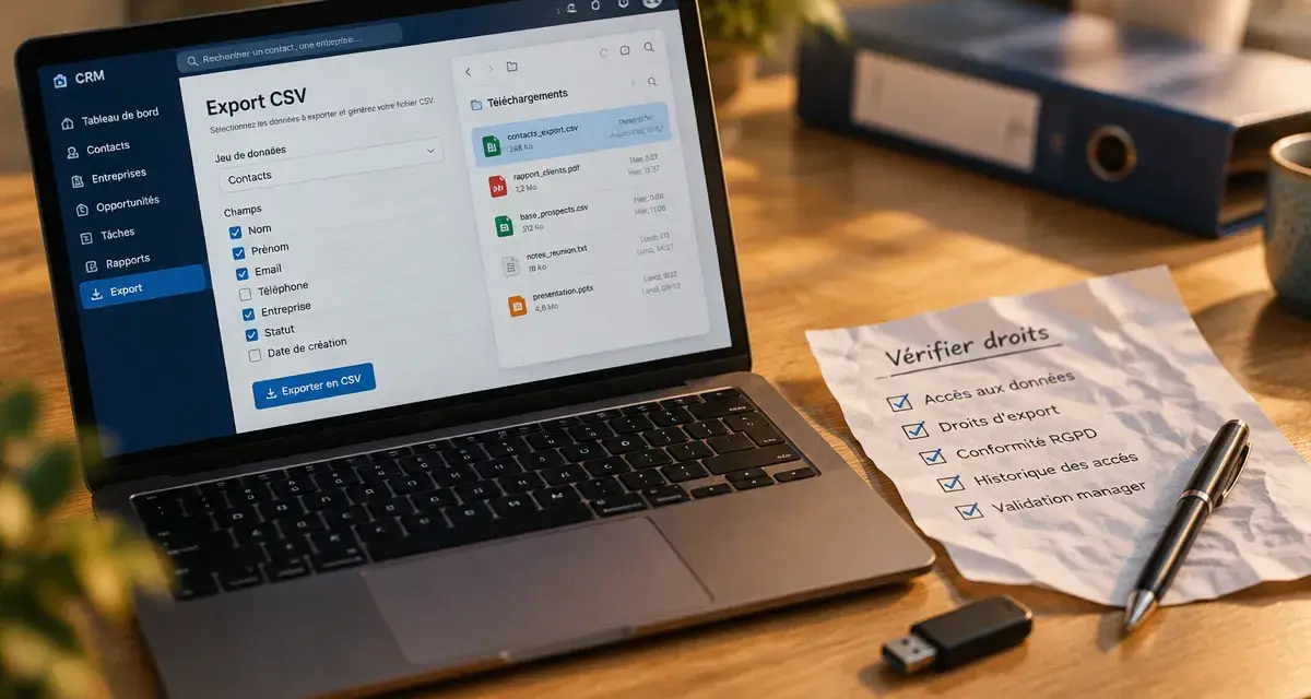 Comment exporter données SalesTrack CRM en format CSV : vérifier droits et export CSV